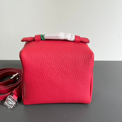 LORO PIANA EXTRA POCKET L12 IN CRIMSON RED CALFSKIN WITH SILVER HARDWARE