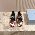 PRADA 25S CRYSTAL EMBELLISHED BALLERINA IN WHITE AND RK BROWN FUR