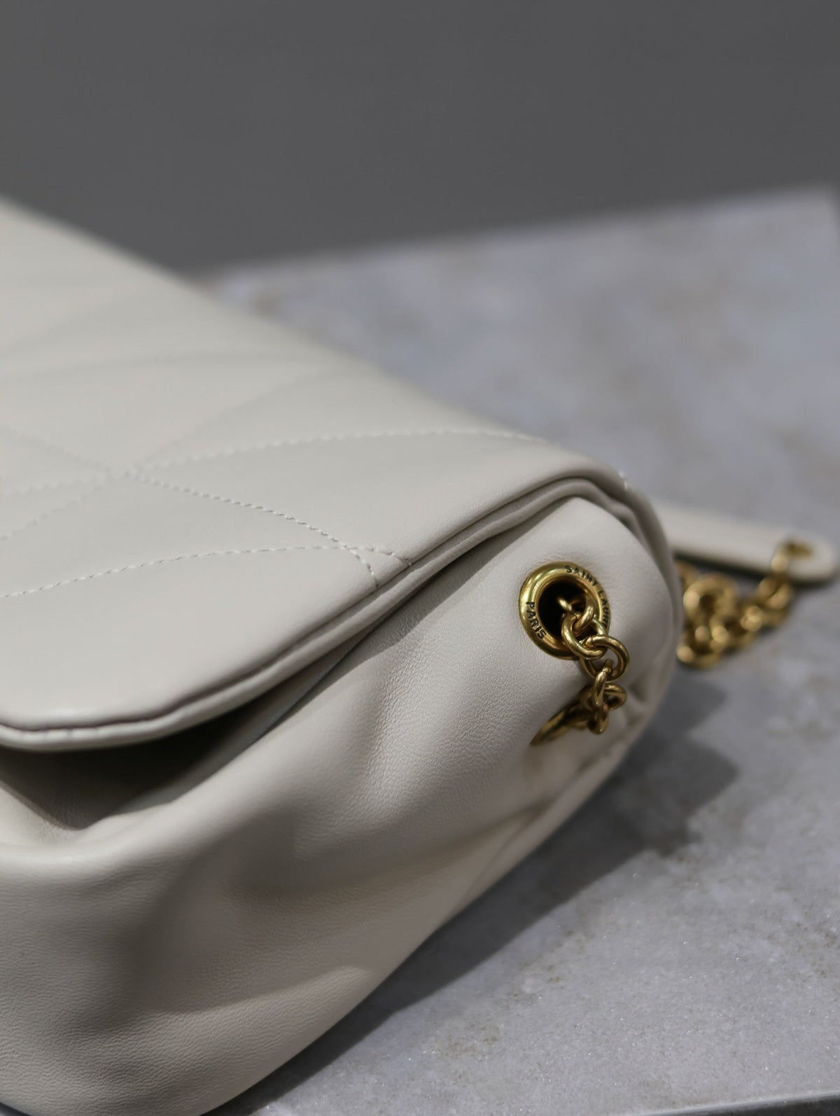 SAINT LAURENT YSL 25S JAMIE MINI 20 IN BLANC VINTAGE LAMBSKIN GOLD HARDWRE