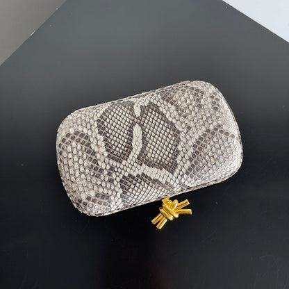 BOTTEGA VENETA KNOT CHAIN CLUTCH 20.5 IN SNAKE PATTERN CALFSKIN