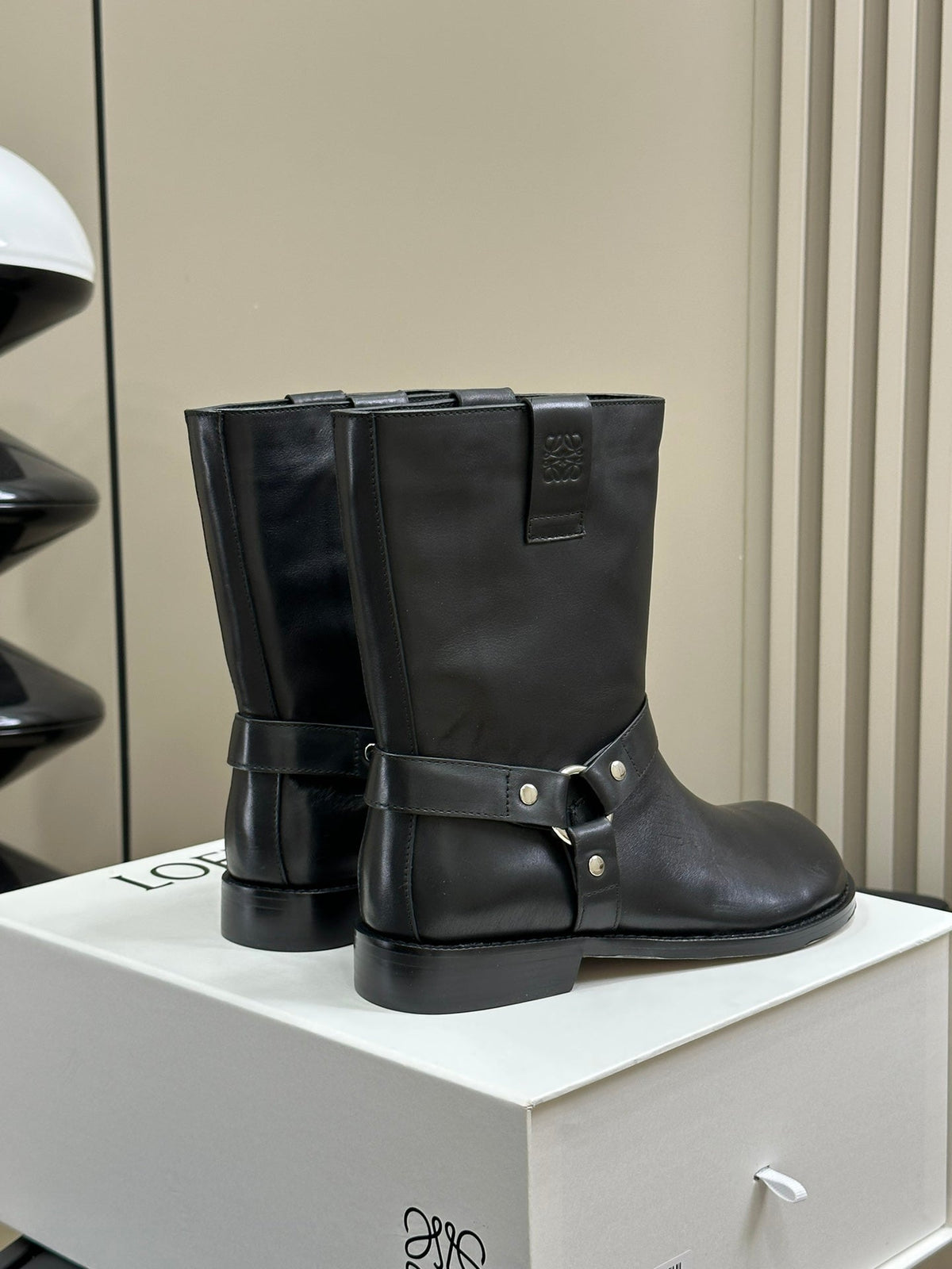 LW CAMPO BIKER BOOT BLACK CALFSKIN