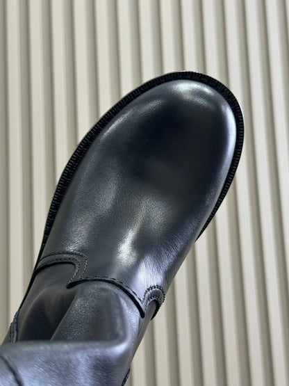 PRADA 25S ANKLE BOOTS IN RK BLACK BROWN CALFSKIN