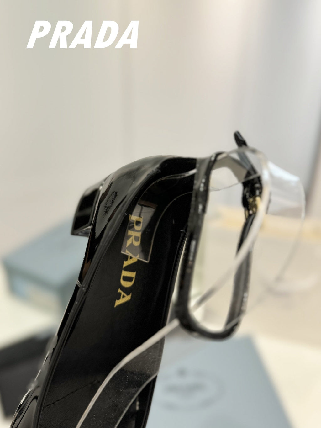 PRADA NAPPA MARY JANE PUMPS GLOSSY BLACK LAMBSKIN