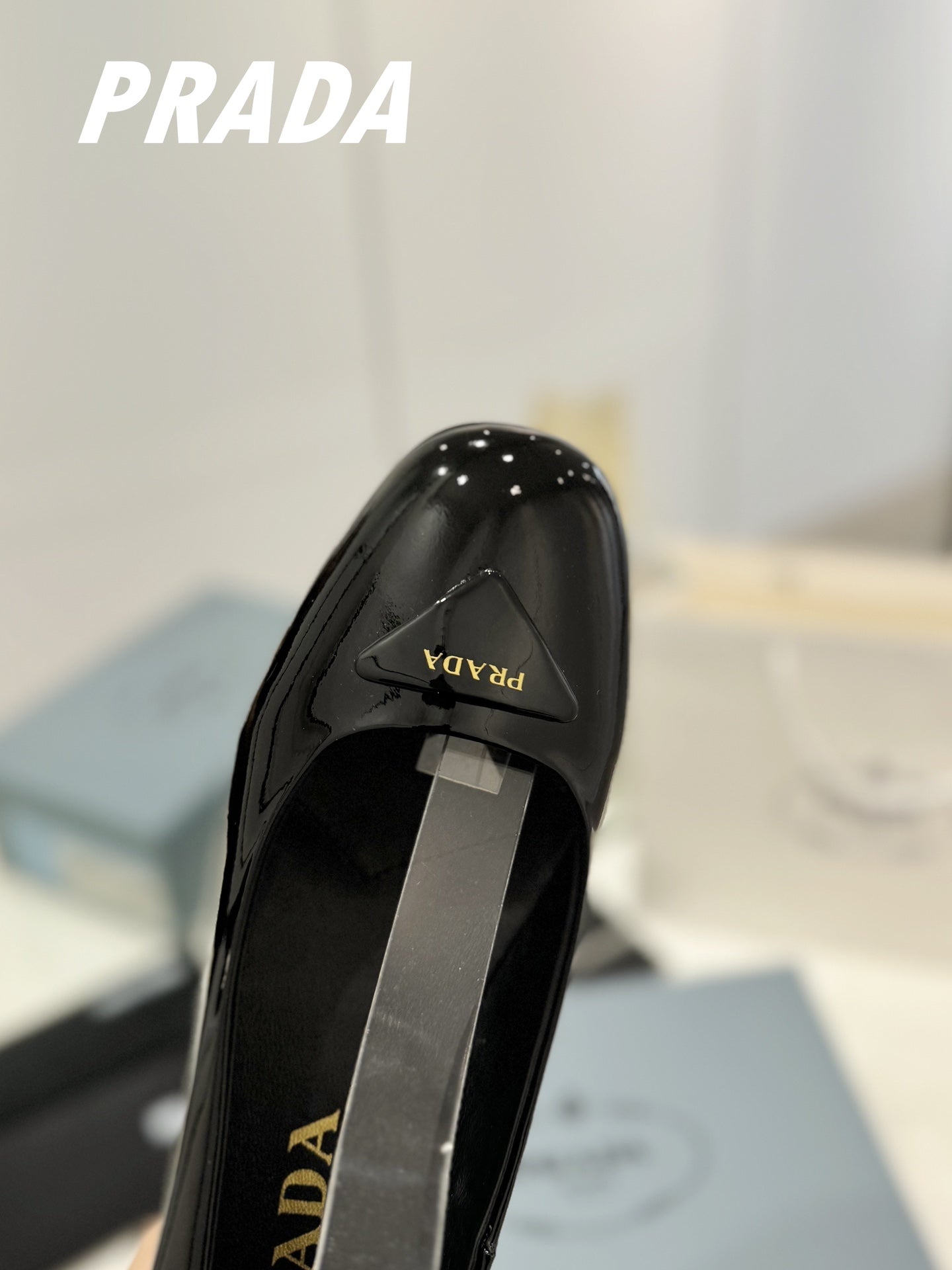 PRADA NAPPA MARY JANE PUMPS GLOSSY BLACK LAMBSKIN