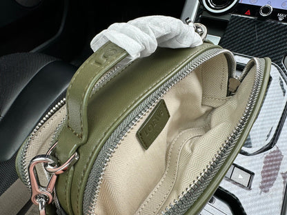 LOEWE LOE MINI 18 CAMERA CROSS BODY BAG IN OLIVE GREEN CALFSKIN