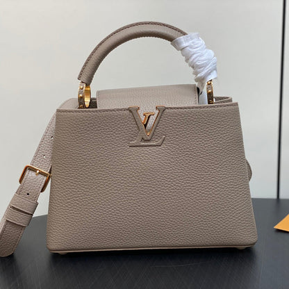 LOUIS VUITTON CAPUCINES BB 27 IN KHAKI BROWN TAURILLON