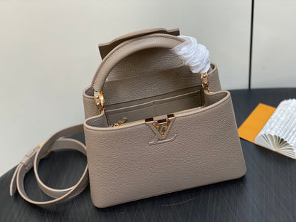 LOUIS VUITTON CAPUCINES BB 27 IN KHAKI BROWN TAURILLON