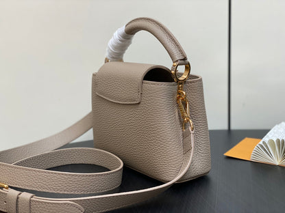 LOUIS VUITTON CAPUCINES MINI 21 IN KHAKI BROWN TAURILLON