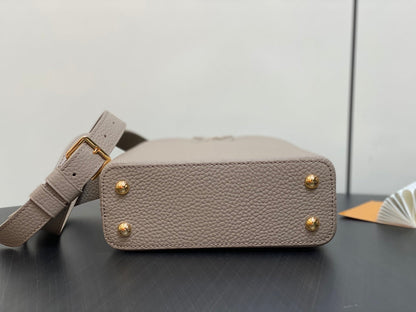 LOUIS VUITTON CAPUCINES MINI 21 IN KHAKI BROWN TAURILLON