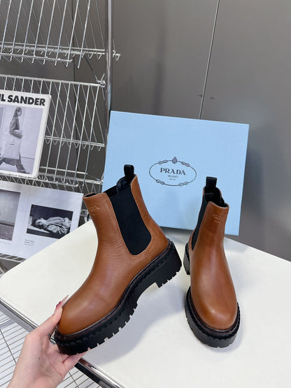 PRADA CHELSEA BOOTS CARAMEL CALFSKIN