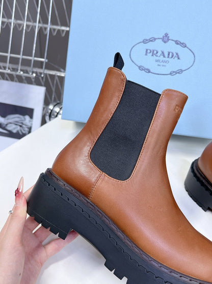 PRADA CHELSEA BOOTS CARAMEL CALFSKIN