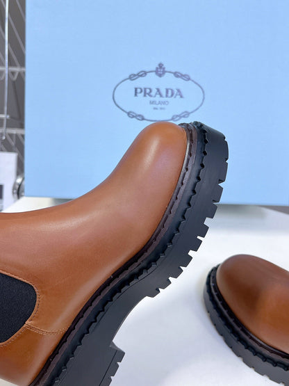 PRADA CHELSEA BOOTS CARAMEL CALFSKIN