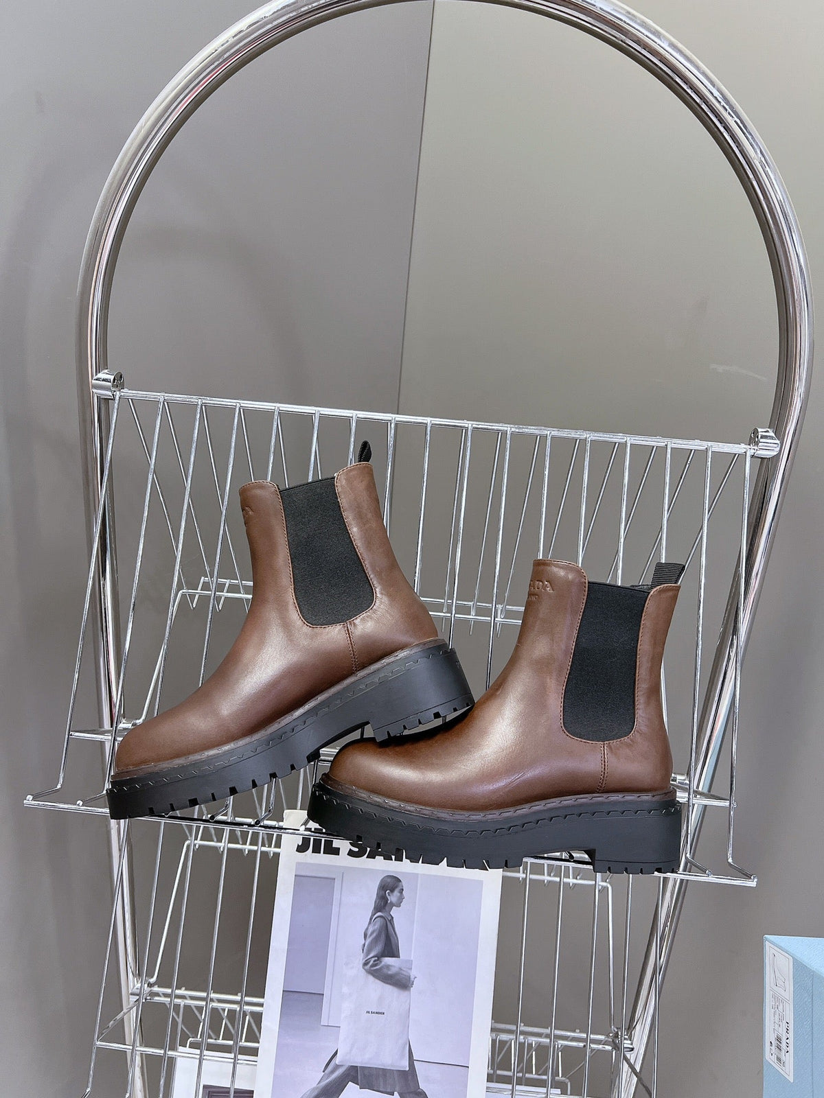 PRADA CHELSEA BOOTS CHOCOLATE CALFSKIN