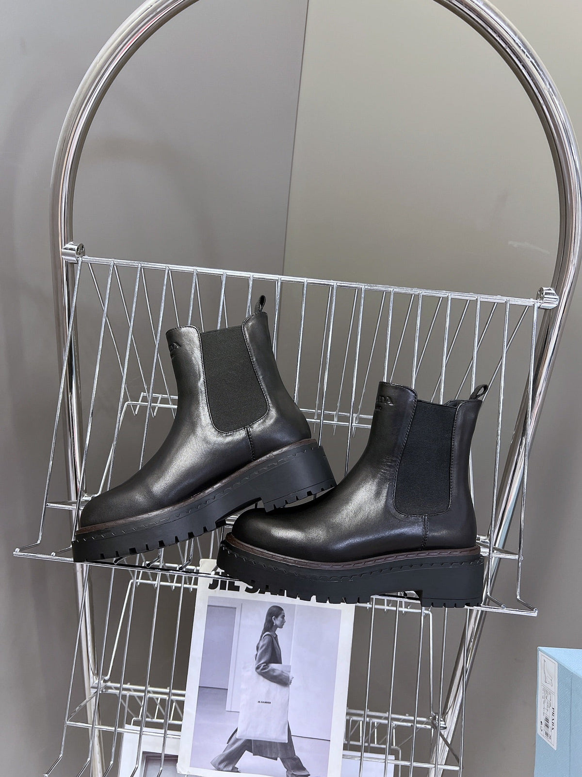 PRADA CHELSEA BOOTS BLACK CALFSKIN