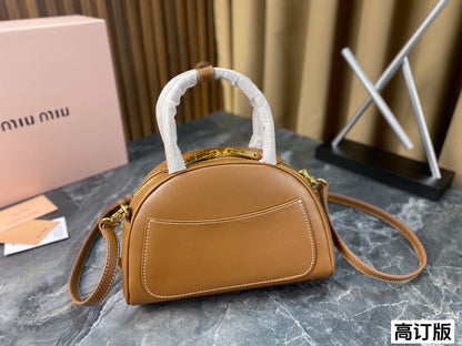 MIU MIU HALF - MOON BAG 23 IN CARAMEL BROWN CALFSKIN