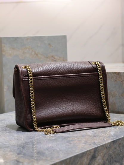 SAINT LAURENT NIKI MEDIUM 28 IN CHESTNUT BROWN ELEPHANT PATTERN LAMBSKIN GOLD HARDWARE