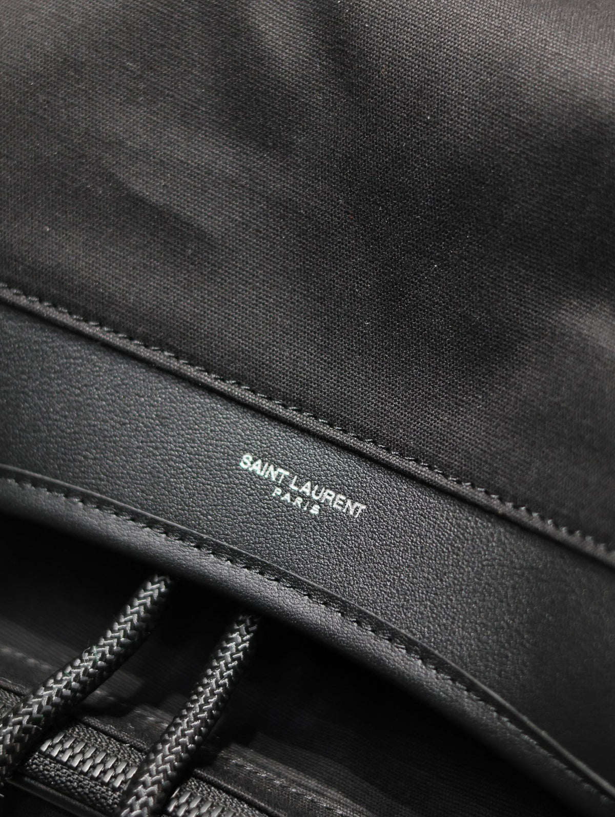 SAINT LAURENT CITY MULTI-POCKET BACKPACK 42 IN BLACK NYLON AND SMOOTH CALFSKIN