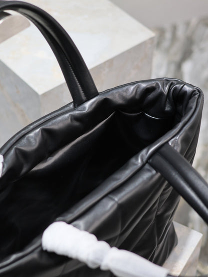 SAINT LAURENT PUFFER LARGE TOTE BAG 57 IN BLACK NAPA LAMBSKIN