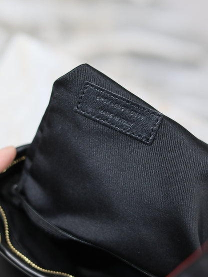 SAINT LAURENT CALYPSO SMALL POUCH 23 IN BLACK SMOOTH LAMBSKIN