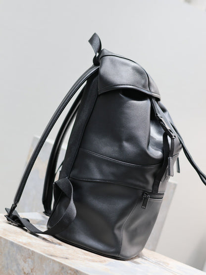 SAINT LAURENT BACKPACK 45 IN BLACK CALFSKIN WITH EMBOSSED LOGO