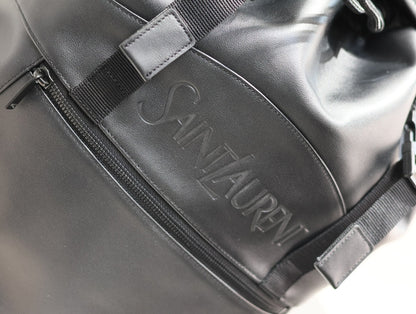 SAINT LAURENT BACKPACK 45 IN BLACK CALFSKIN WITH EMBOSSED LOGO