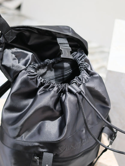 SAINT LAURENT WATERPROOF BACKPACK 45 IN BLACK NYLON WITH EMBOSSED LOGO