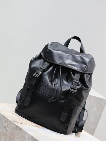 SAINT LAURENT WATERPROOF BACKPACK 45 IN BLACK NYLON WITH EMBOSSED LOGO