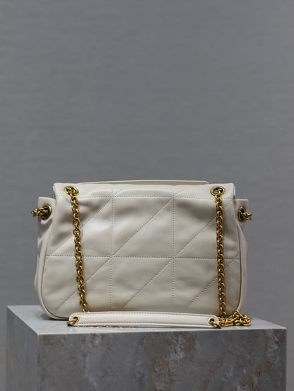 SAINT LAURENT JAMIE 4.3 SMALL BAG 25 IN WHITE LAMBSKIN GOLD HARDWARE