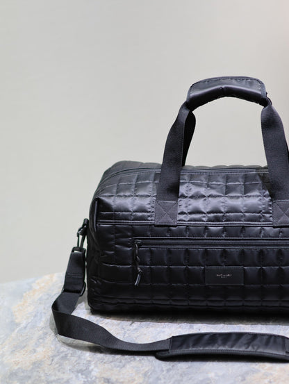 SAINT LAURENT TRAVEL TOTE BAG 50 IN BLACK PLAID NYLON