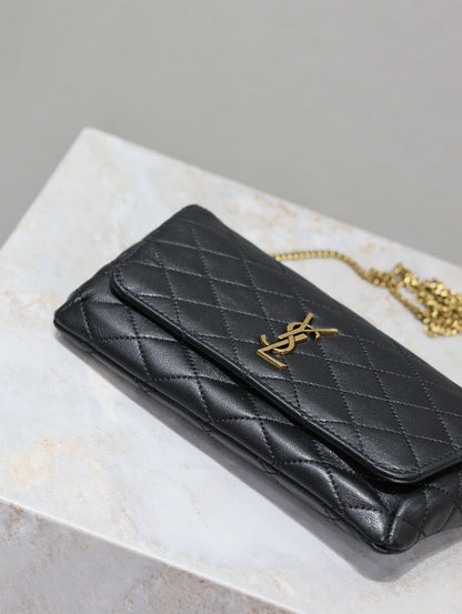 YSL 25S SAINT LAURENT GABY 19 IN BLACK QUILTED CALFSKIN GOLD HARDWRE