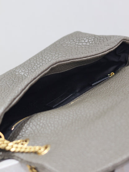 SAINT LAURENT YSL 25S CALYPSO BAG 38 IN ARMY GREEN GRAINED LAMBSKIN GOLD HARDWARE