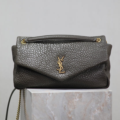 SAINT LAURENT YSL 25S CALYPSO BAG 38 IN ARMY GREEN GRAINED LAMBSKIN GOLD HARDWRE