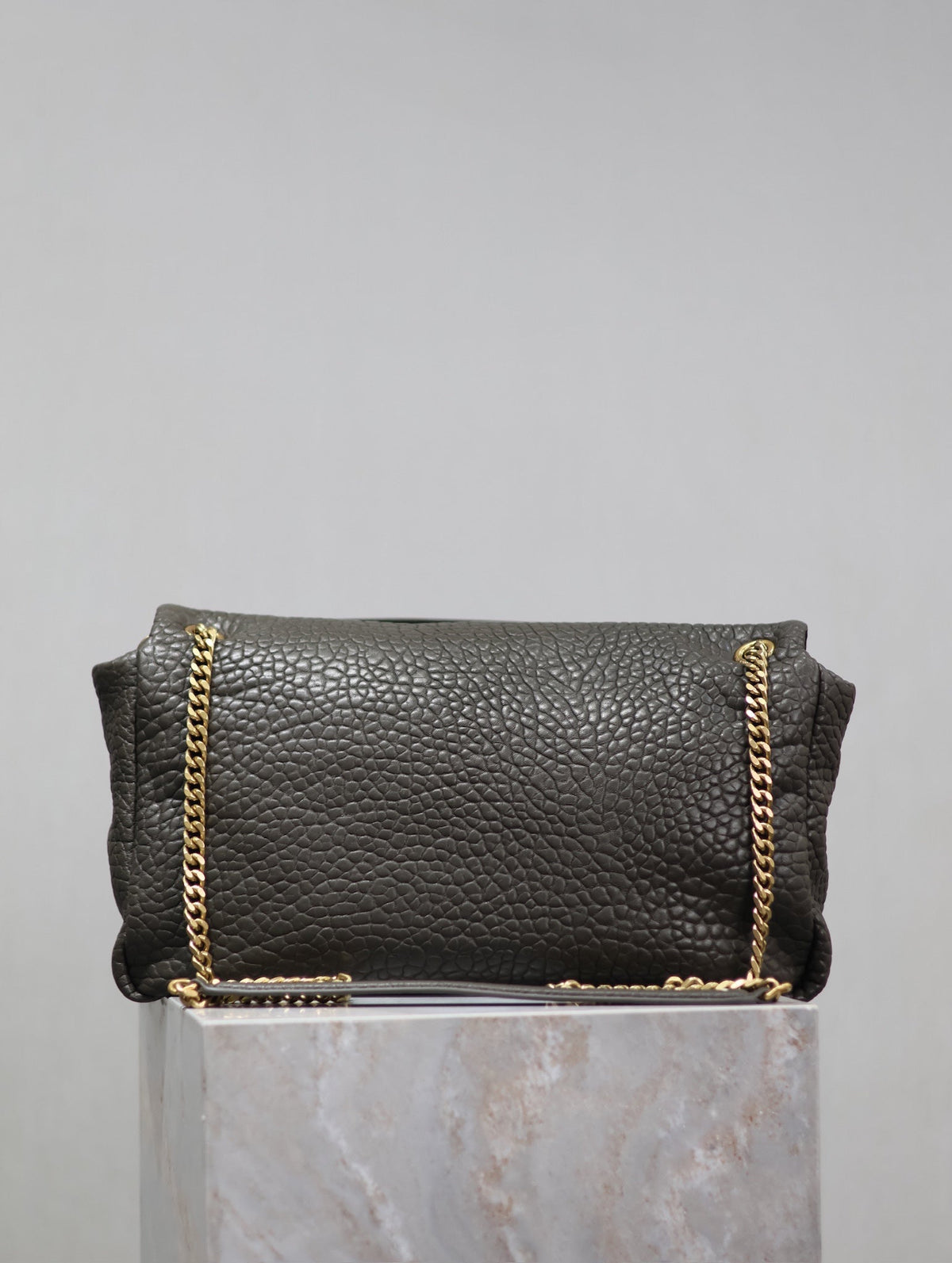 SAINT LAURENT YSL 25S CALYPSO BAG 38 IN ARMY GREEN GRAINED LAMBSKIN GOLD HARDWRE