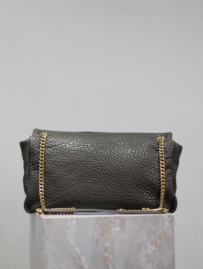 SAINT LAURENT YSL 25S CALYPSO BAG 38 IN ARMY GREEN GRAINED LAMBSKIN GOLD HARDWARE