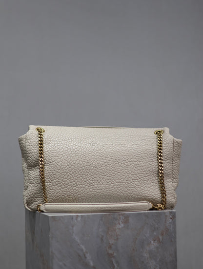 SAINT LAURENT CALYPSO BAG 35 IN WHITE LAMBSKIN GOLD HARDWARE