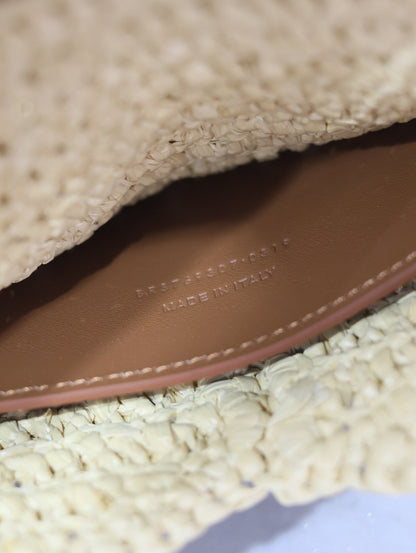 SAINT LAURENT ENVELOPE CLUTCH 29 IN BEIGE RAFFIA