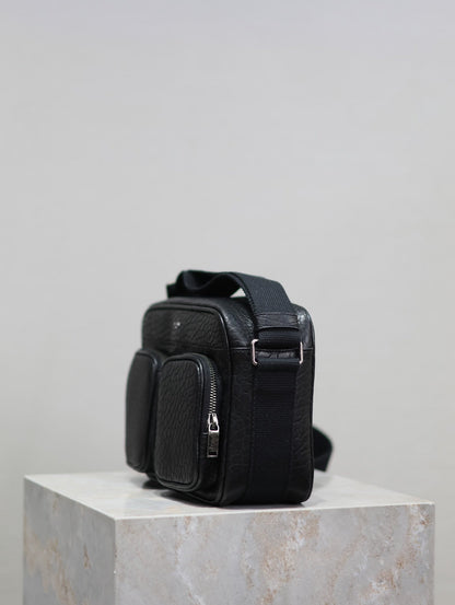 SAINT LAURENT CITY CAMERA BAG 24 IN BLACK ELEPHANT PATTERN LAMBSKIN