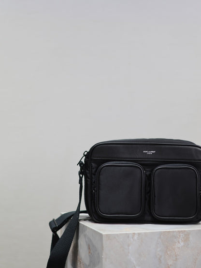 SAINT LAURENT CITY CAMERA BAG 24 IN BLACK ECONYL