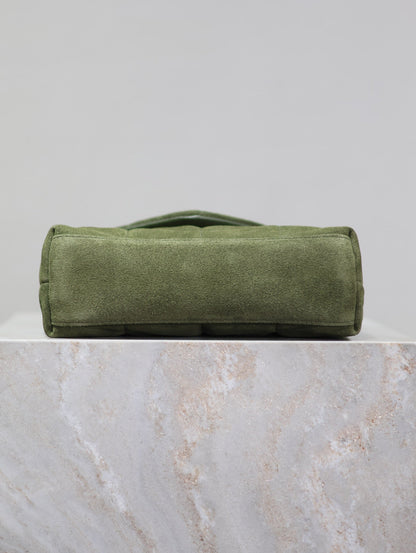 SAINT LAURENT PUFFER TOY 23 IN PICKLE GREEN SUEDE GOLD HARDWARE