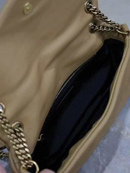 SAINT LAURENT YSL 25S CALYPSO HANDBAG 26 IN LIGHT BROWN LAMBSKIN GOLD HARDWRE