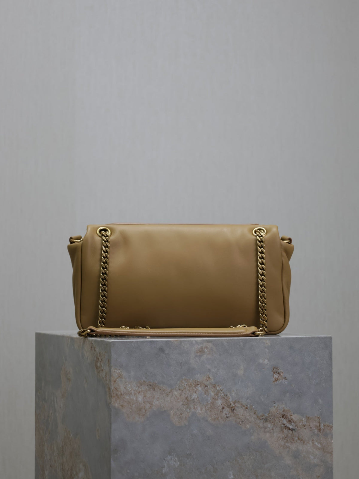 SAINT LAURENT YSL 25S CALYPSO HANDBAG 26 IN LIGHT BROWN LAMBSKIN GOLD HARDWRE