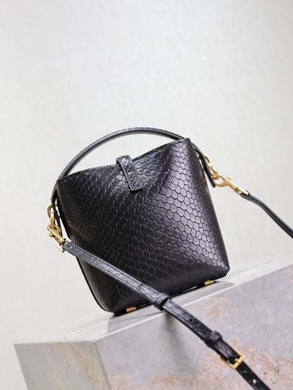 SAINT LAURENT LE 37 MINI BAG 15 IN BLACK SNAKE PATTERN CALFSKIN
