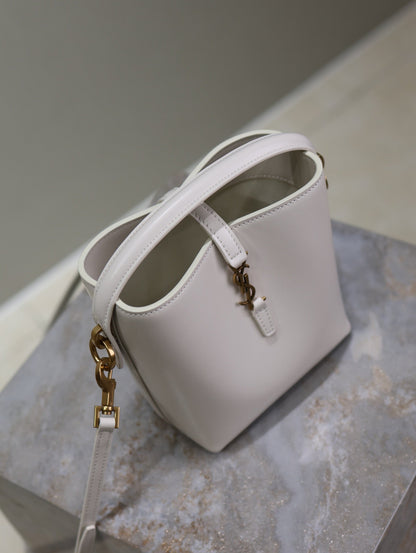 SAINT LAURENT YSL 25S LE 37 MINI 15 IN DUSTY GRAY CALFSKIN GOLD HARDWRE