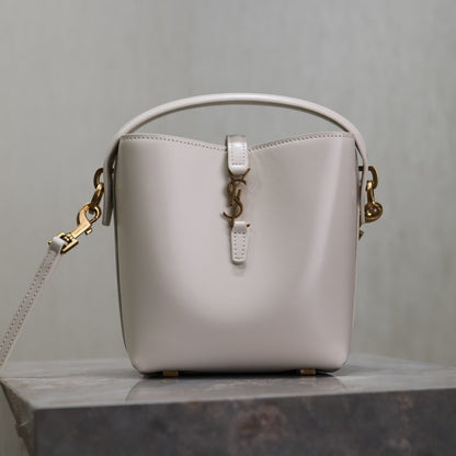 SAINT LAURENT YSL 25S LE 37 MINI 15 IN DUSTY GRAY CALFSKIN GOLD HARDWRE