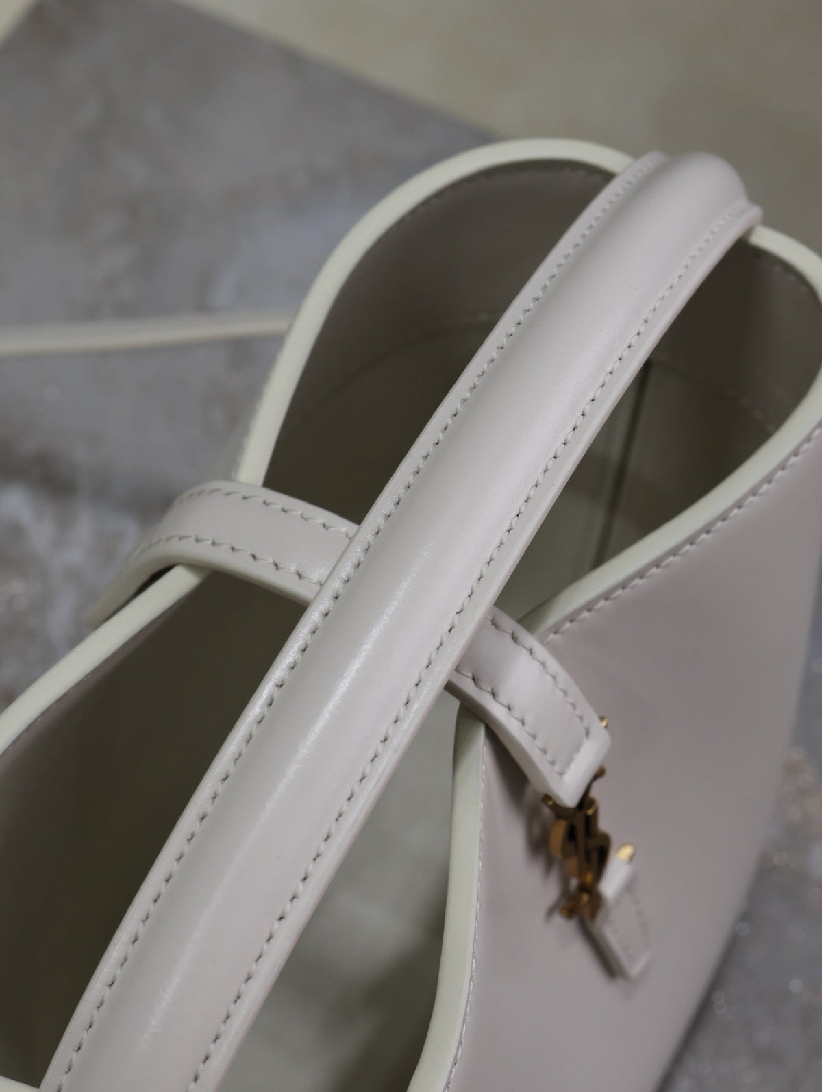 SAINT LAURENT YSL 25S LE 37 MINI 15 IN DUSTY GRAY CALFSKIN GOLD HARDWRE