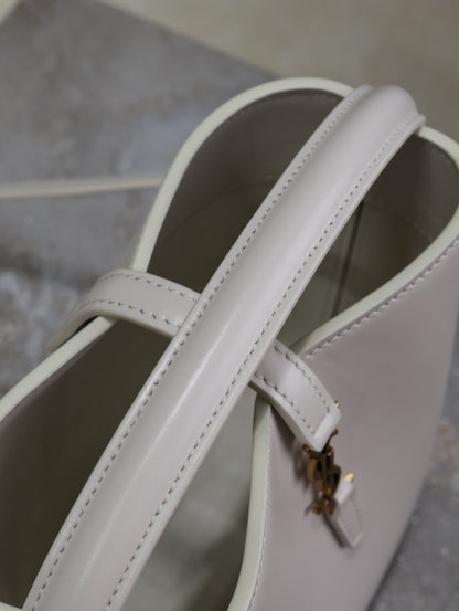 SAINT LAURENT YSL 25S LE 37 MINI 15 IN DUSTY GRAY CALFSKIN GOLD HARDWRE