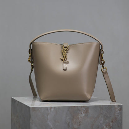 SAINT LAURENT YSL 25S LE 37 BUCKET 20 IN BEIGE CALFSKIN GOLD HARDWRE