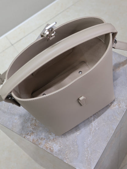SAINT LAURENT YSL 25S LE 37 BAG 20 IN DUSTY GRAY CALFSKIN SILVER HARDWRE
