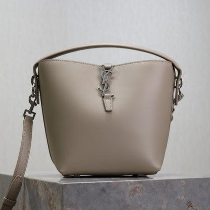SAINT LAURENT YSL 25S LE 37 BAG 20 IN DUSTY GRAY CALFSKIN SILVER HARDWRE