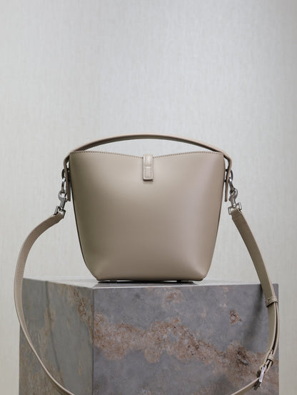 SAINT LAURENT YSL 25S LE 37 BAG 20 IN DUSTY GRAY CALFSKIN SILVER HARDWRE
